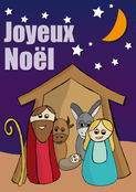 Sc&egrave;ne festive de la Nativit&eacute; color&eacute;e
